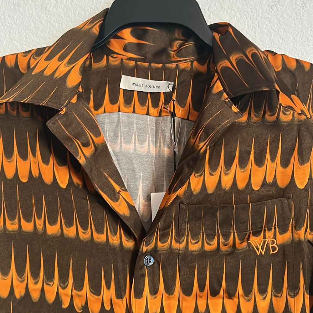 Wales Bonner Rhythm Short Sleeve Shirt in Brown Orange, NWT, Size 46 - Picture 5 of 8